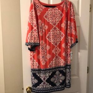 Beautiful coral and navy dress
